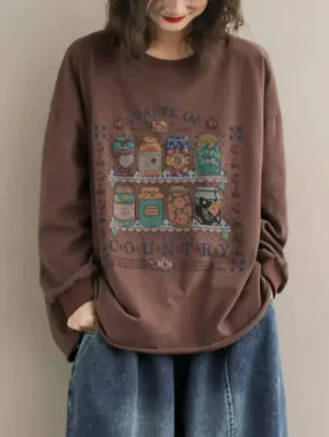 Women Bottle Print Sweatshirt