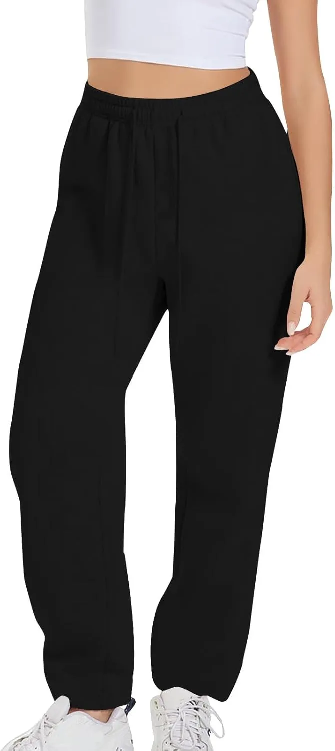 Women Drawstring Sweatpants Elastic Waist Sweatpant Plus Thick Trousers Solid Workout Pants Multi Pockets Fall Pant