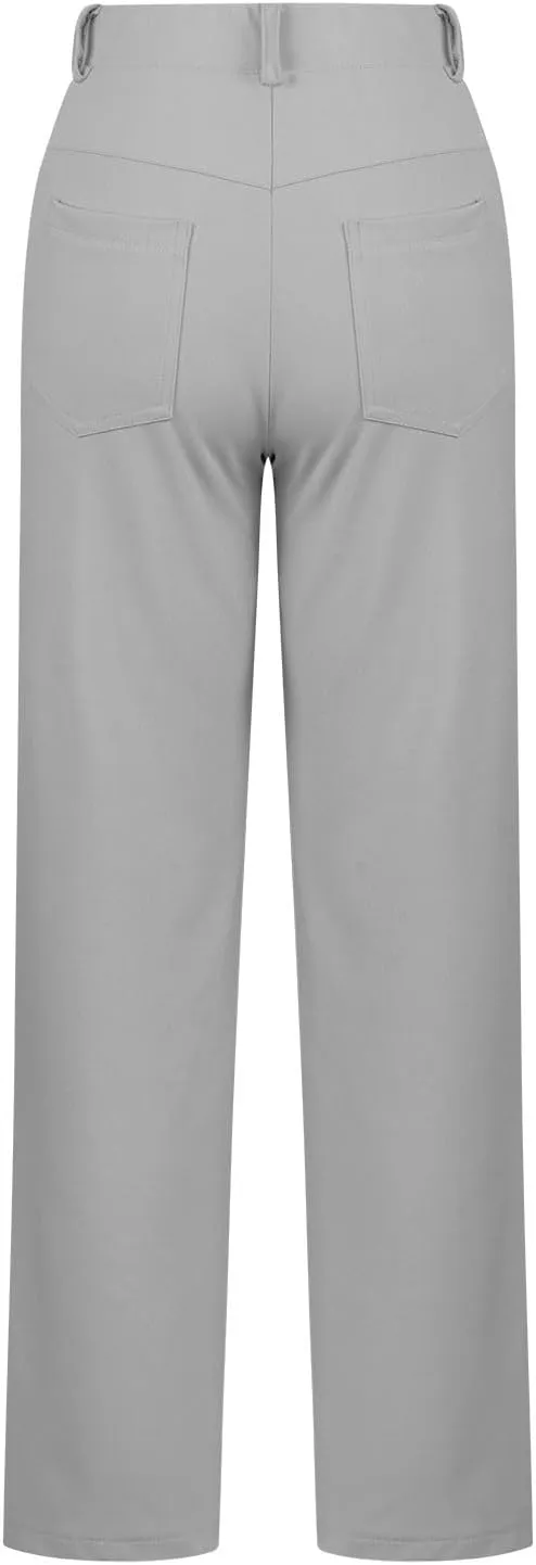 Women High Waist Work Pants Office Yoga Dress Pants Business Casual Outfits Elastic Waist Straight Leg Pocket Trouser