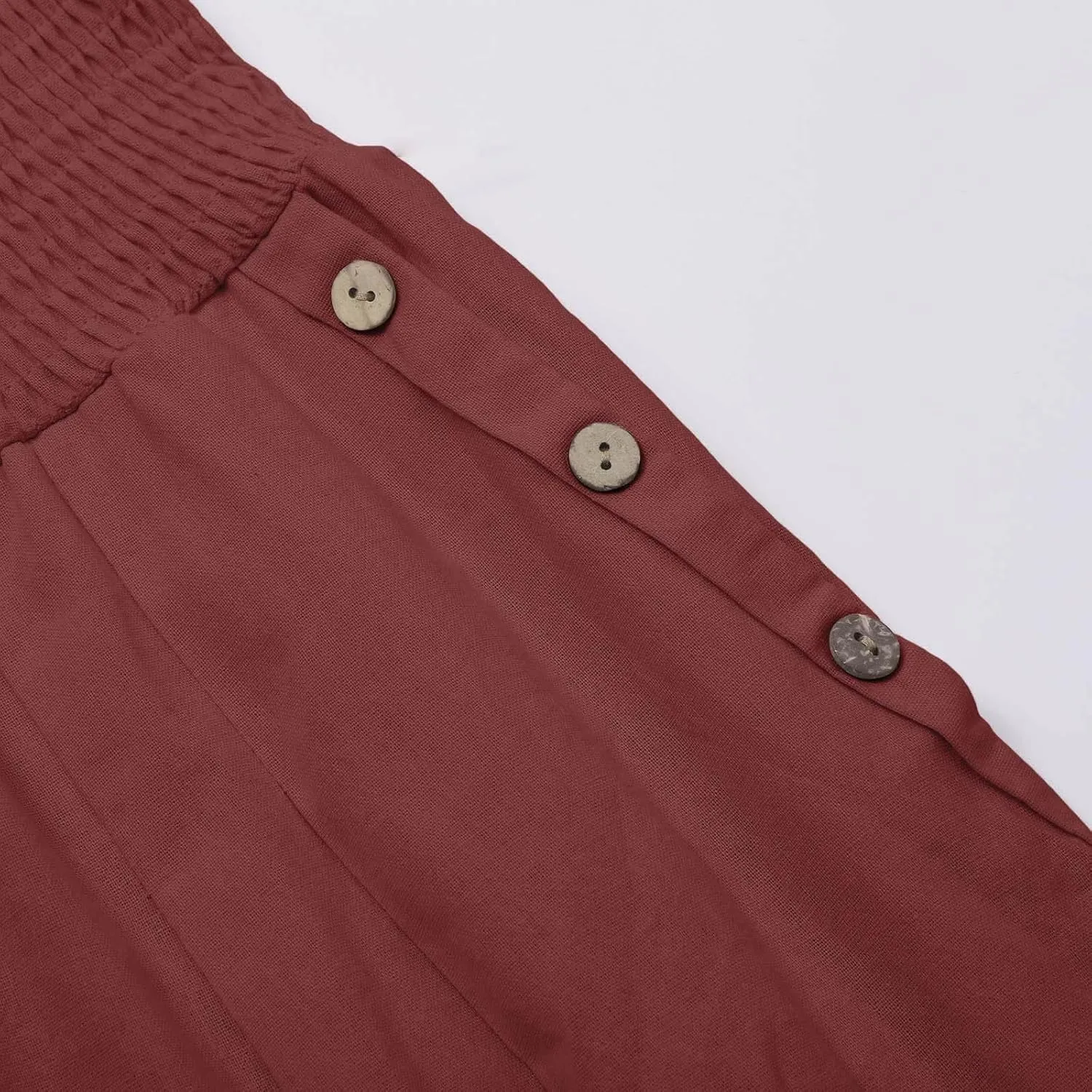 Women Linen Blend Summer Letter Patched Pant Trousers Elastic Waist Wide Leg Loose Fit Trouser Office