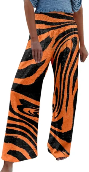 Women Linen Pants 2025 Summer Casual Loose Wide Leg Palazzo Pants Smocked High Waist Flowy Beach Trousers