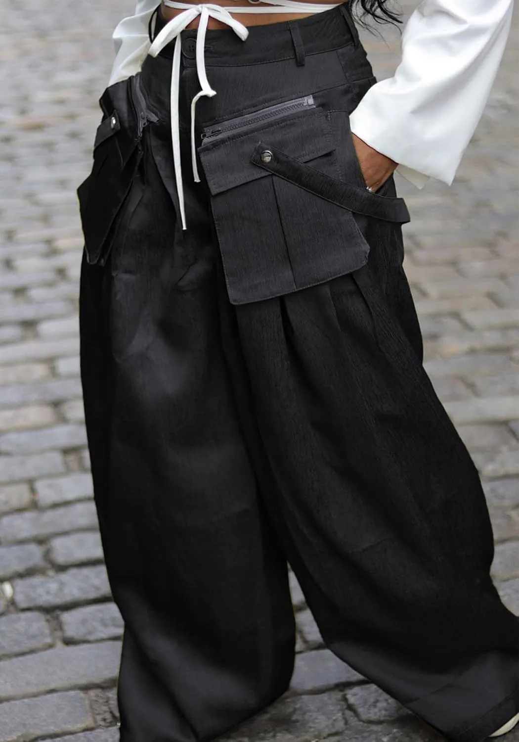 Women Satin Wide Leg Pants Casual High Waisted Palazzo Pants Trousers Loose Baggy Cargo Pants