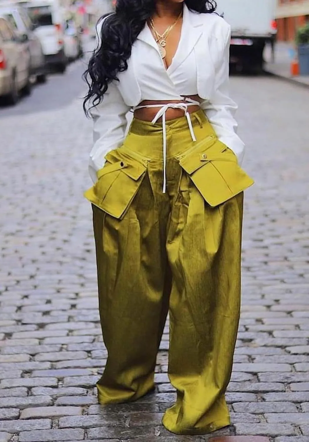 Women Satin Wide Leg Pants Casual High Waisted Palazzo Pants Trousers Loose Baggy Cargo Pants