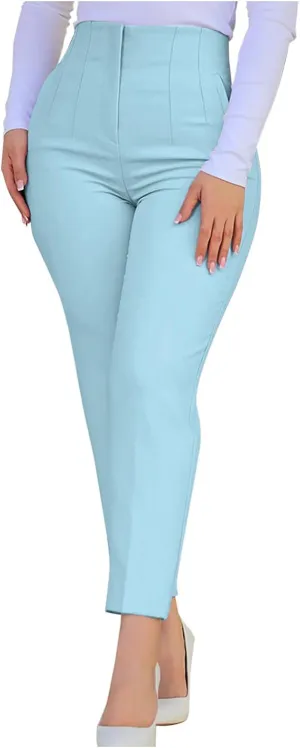 Women Suit Pants Dressy Elegant High Elastic Waisted Stretchy Tummy Control Business Work Pants Casual Skinny Pants