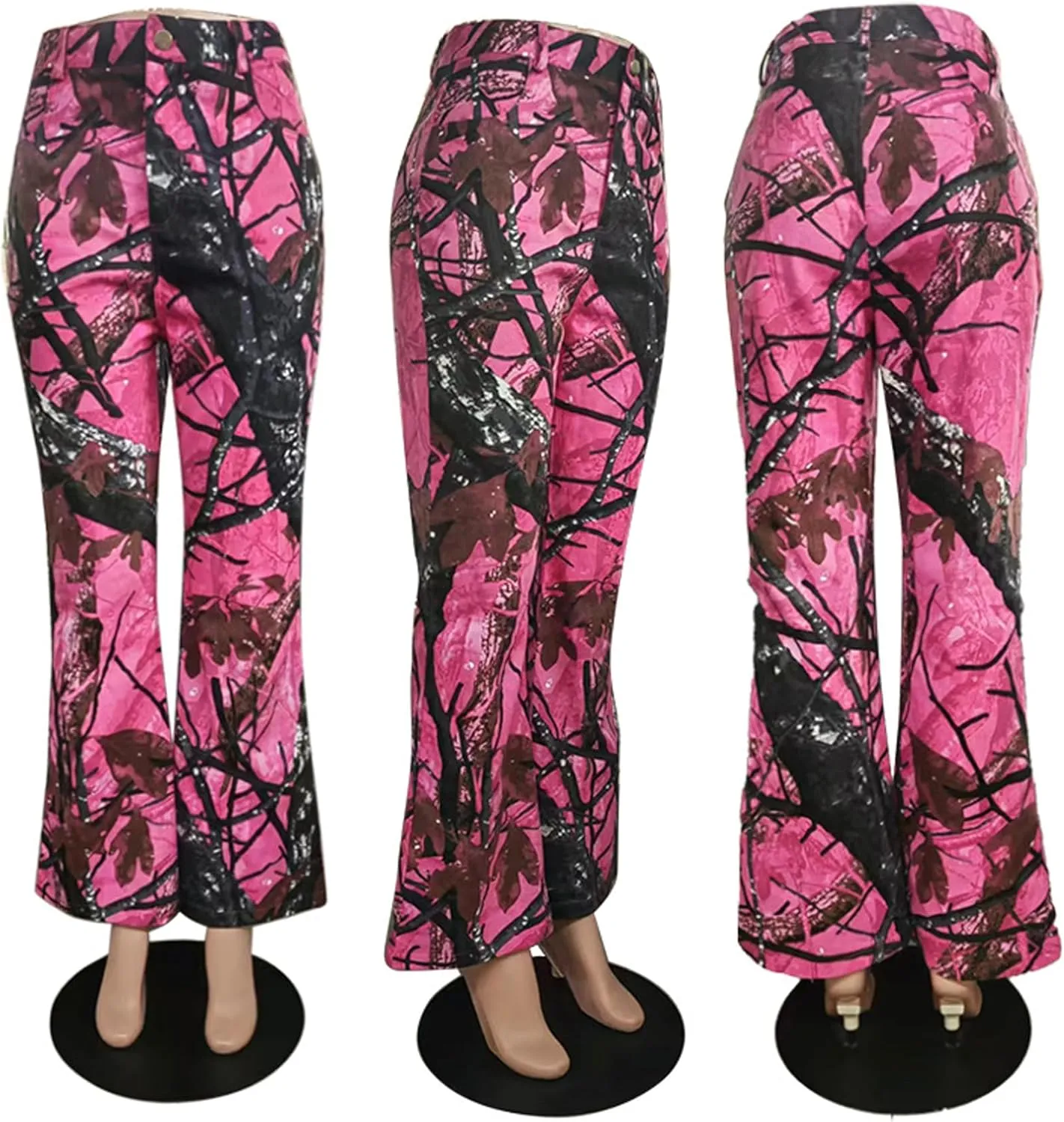 Women's Camo Cargo Pants High Waist Wide Leg Camouflage Army Fatigue Trousers with Pockets Sweatpants