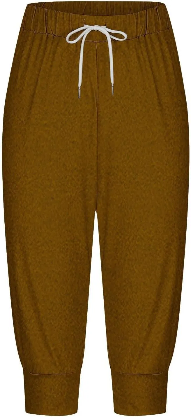 Womens Cotton Linen Summer Casual Loose Pants Elastic Waisted Long Lounge Slim Fit Palazzo Pants Trendy