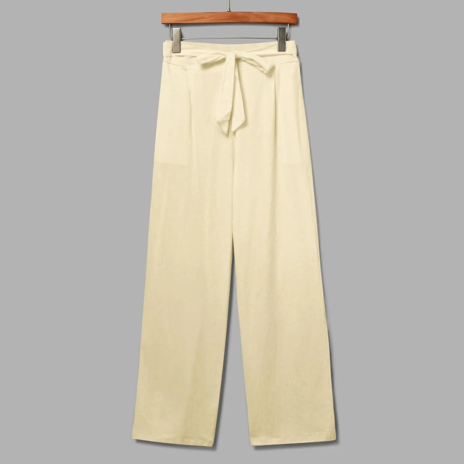 Women's Cotton Linen Summer Lightweigt Palazzo Pants Low Waist Wide Leg Loose Fit Pants Travel