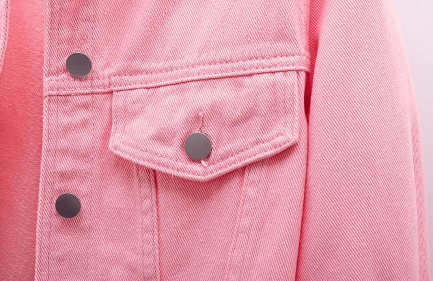 Women's Cropped Denim Jacket Button Down Collarless Half Sleeve Jean Jacket