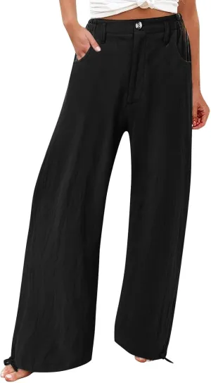 Women's Fall 2024 Pants High Waist Straight Leg Pants Business Casual Button Work Pants Trousers with Pockets