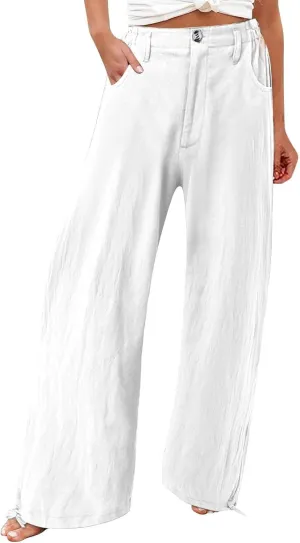 Women's Fall 2024 Pants High Waist Straight Leg Pants Business Casual Button Work Pants Trousers with Pockets