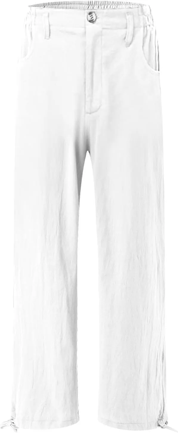 Women's Fall 2024 Pants High Waist Straight Leg Pants Business Casual Button Work Pants Trousers with Pockets