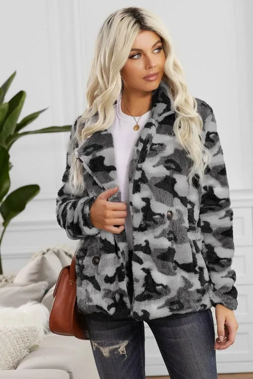 Womens Gray Camo Fleece Jacket SIZE S-2XL