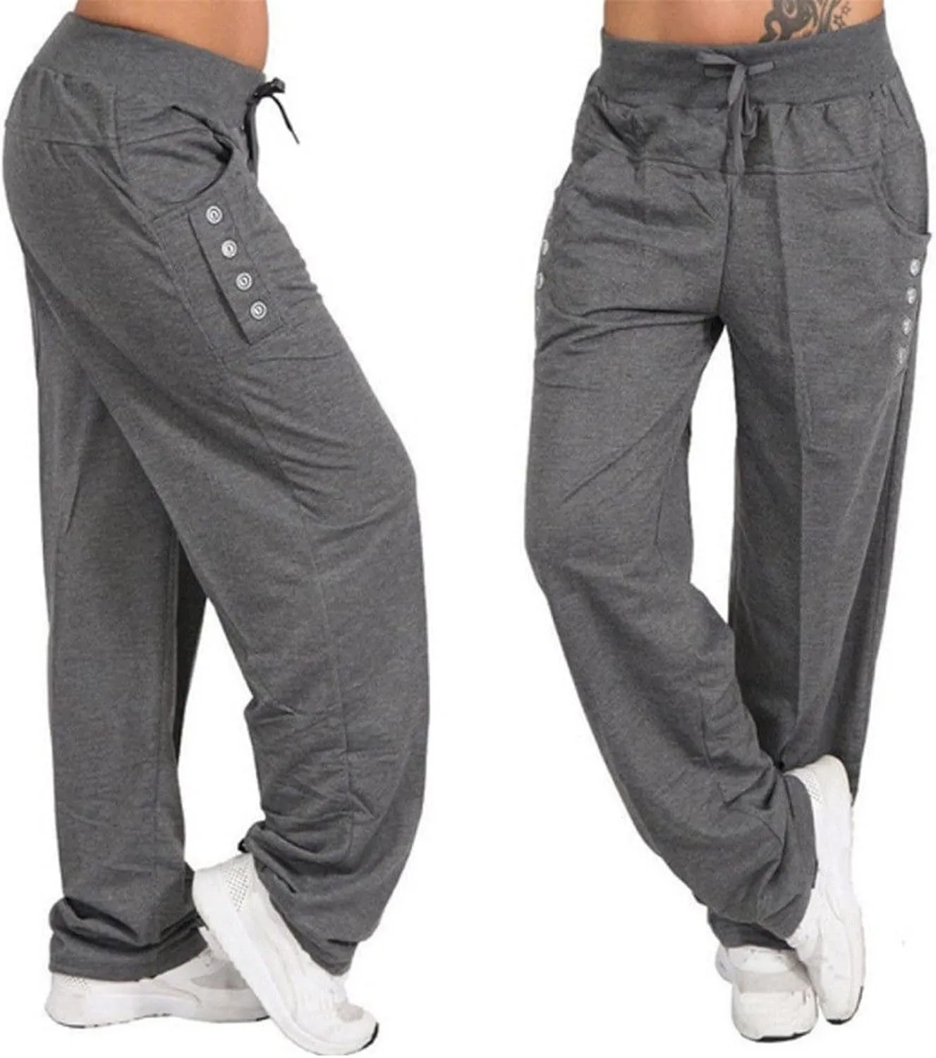 Women's Linen Blend Summer Pull On Pants Low Waist Ankle Length Slim Fit Trousers Travel