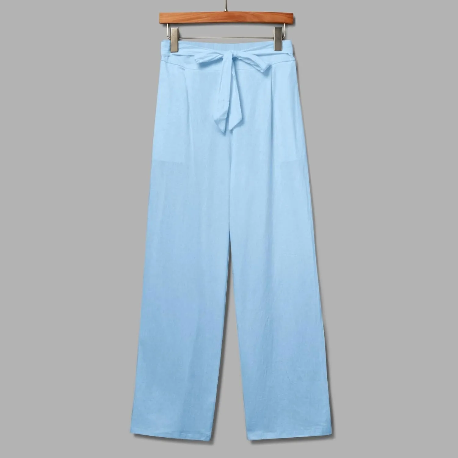 Women's Linen Summer Split Flowy Palazzo Lounge Pants Elastic Waisted Ankle Length Slim Fit Palazzo Lounge