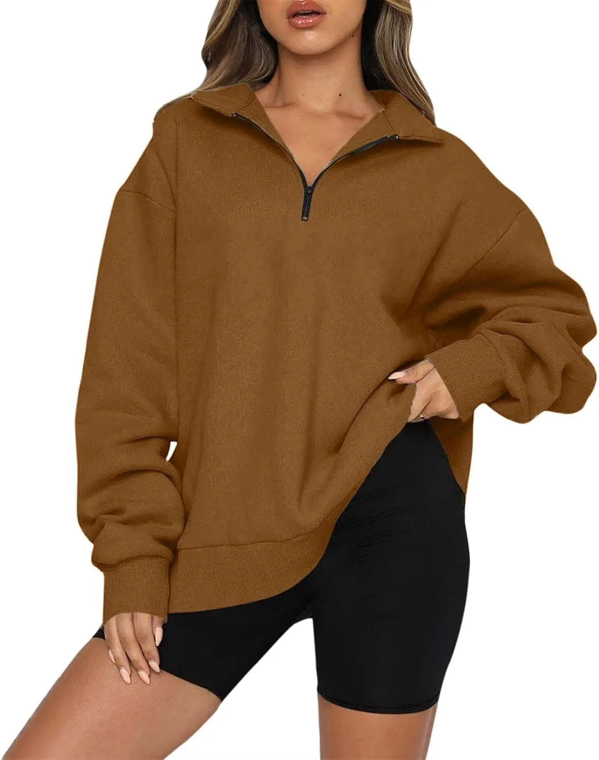 Womens Oversized Sweatshirts Hoodies Half Zip Pullover Fall Fashion Outfits 2023 Y2k Clothes