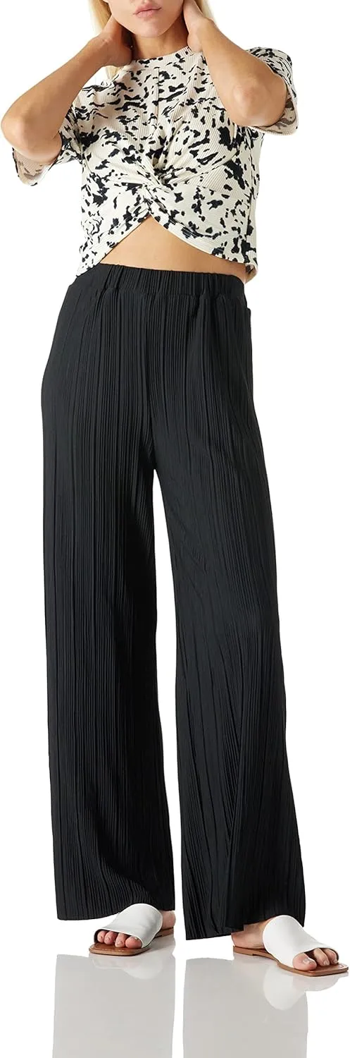 Womens Palazzo Comfy Long Pants High Elastic Waist Wide Leg Lightweigh Trousers Stretchy Flowy Pants for Women