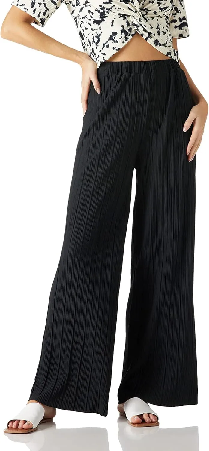 Womens Palazzo Comfy Long Pants High Elastic Waist Wide Leg Lightweigh Trousers Stretchy Flowy Pants for Women