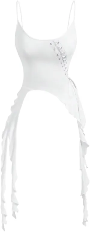Womens Sleeveless Camisole Tank Tops Blouse Asymmetric Hem T Ruffle Trim Solid Color Camisole Top