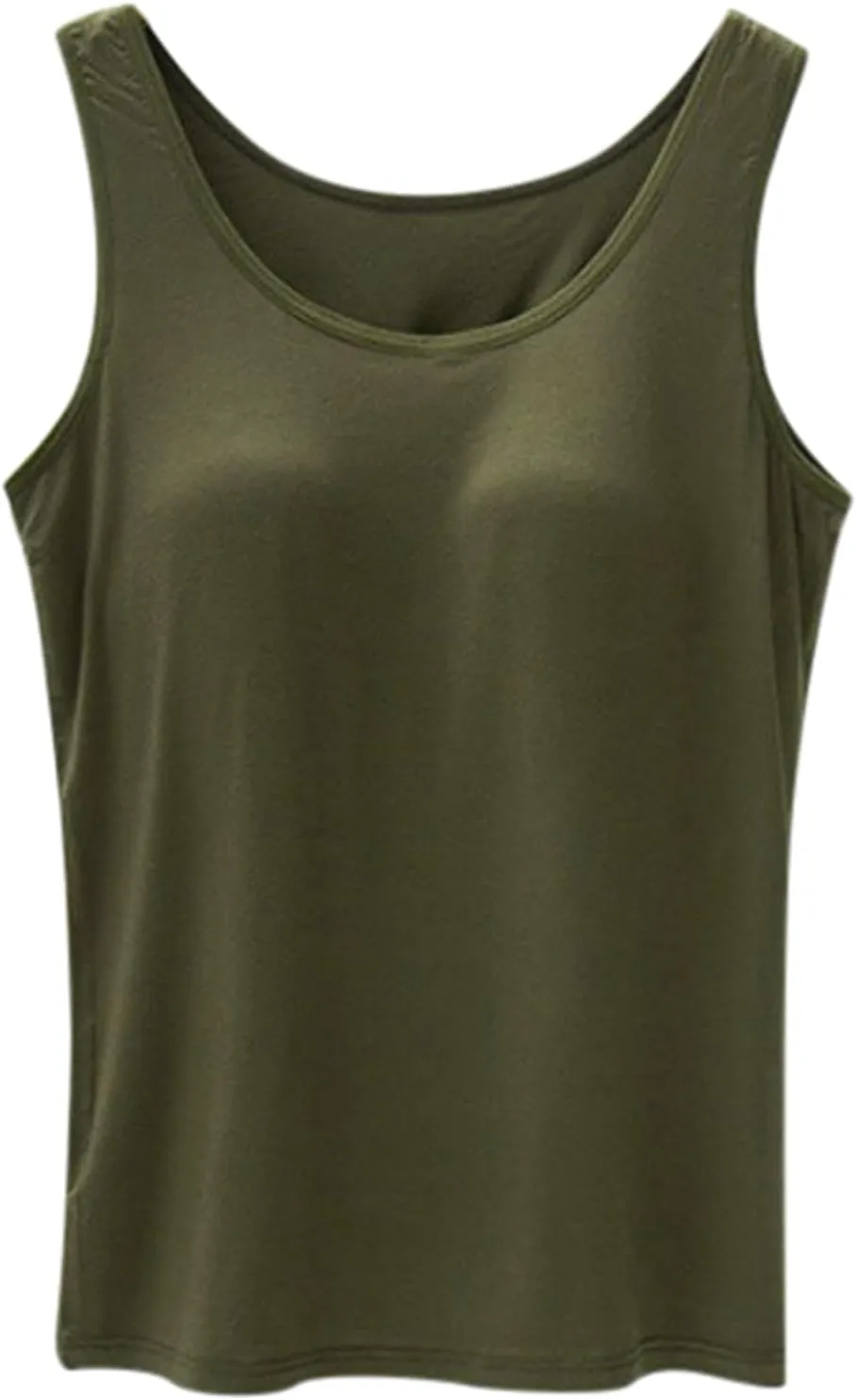 Womens Tank Tops with Built in Bra 2024 Casual Scoop Neck Sleeveless Basic Workout Top Padded Bra Camisole Undershirt