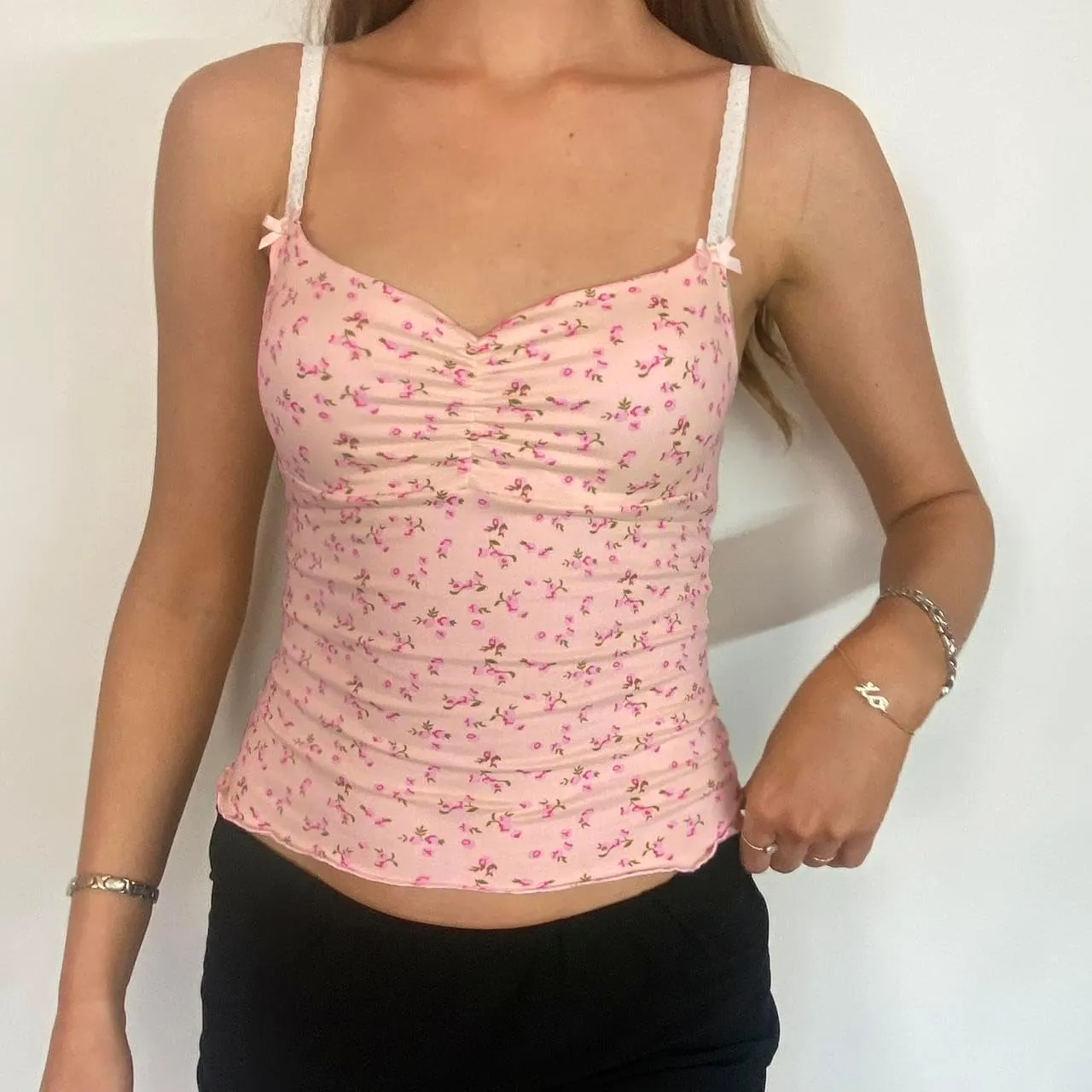 Womens Tank Tops Y2k Sexy Lace Spaghetti Strap Sleeveless Shirt Summer Going Out Slim Fit Crop Aesthetic Camisole