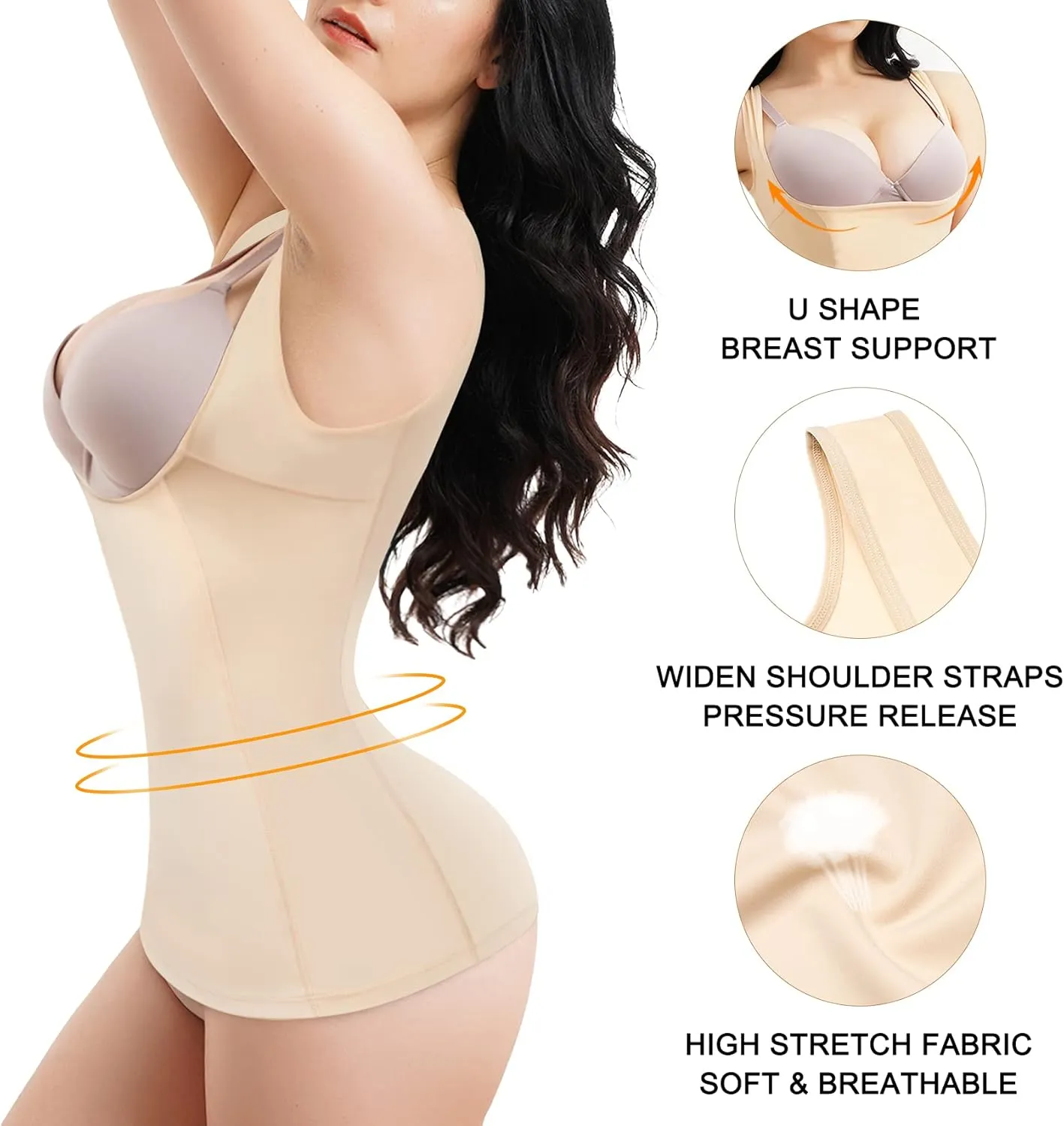 Women's Tummy Control Shapewear Tank Tops Underbust Body Shaper Slimming Compression Camisole Fajas Waist Trainer