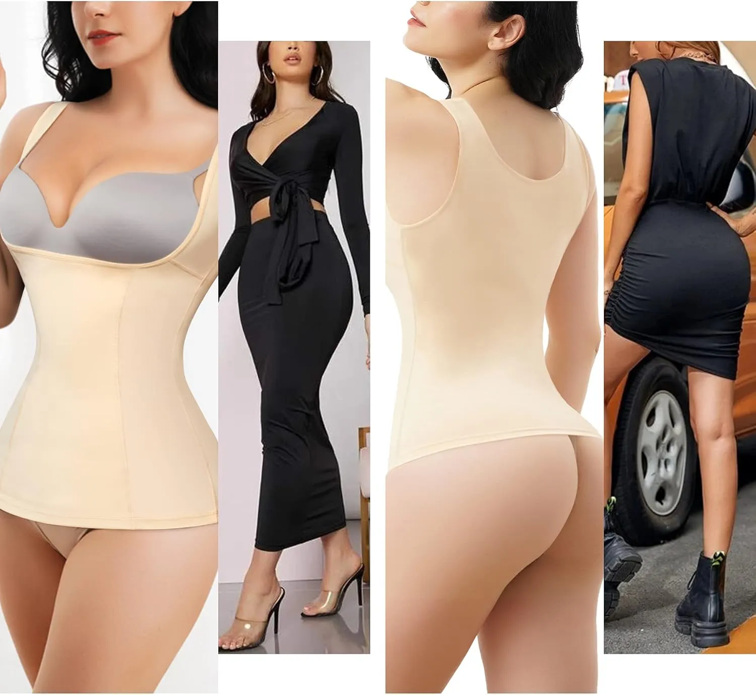 Women's Tummy Control Shapewear Tank Tops Underbust Body Shaper Slimming Compression Camisole Fajas Waist Trainer