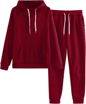 Women's Two Piece Tracksuit Fall Long Sleeve Crewneck Solid Color Cute Baggy Sweatpants Fall Fashion Outfits