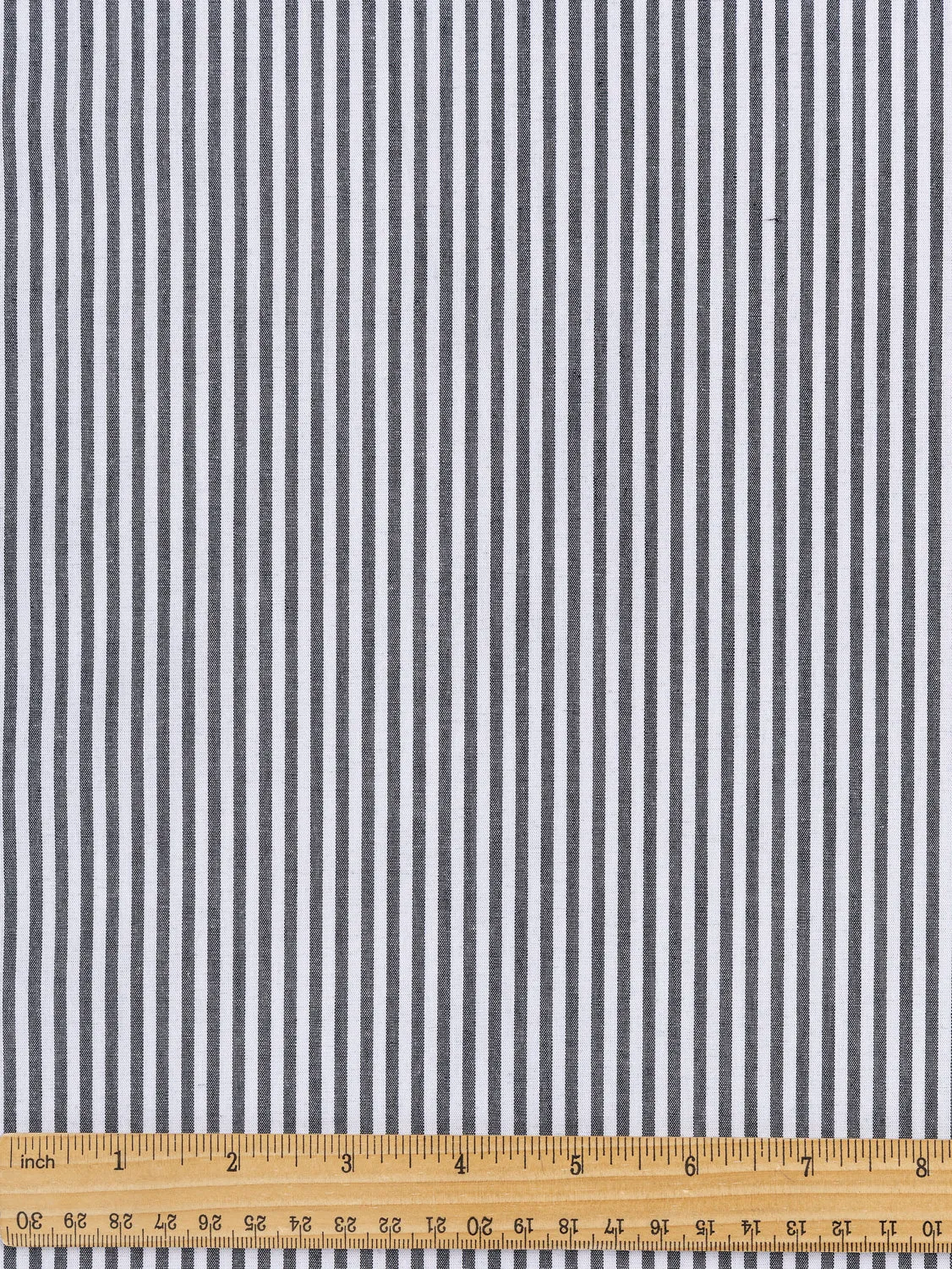 Yarn Dyed Pinstripe Cotton Shirting - White   Black - Swatch