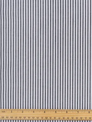 Yarn Dyed Pinstripe Cotton Shirting - White   Black - Swatch