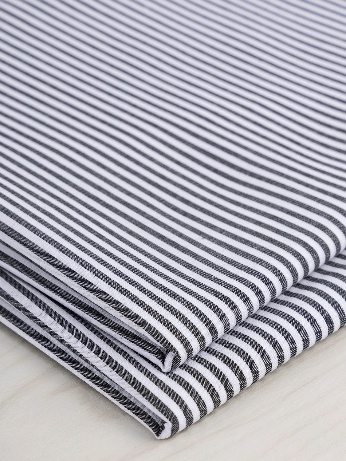 Yarn Dyed Pinstripe Cotton Shirting - White   Black - Swatch