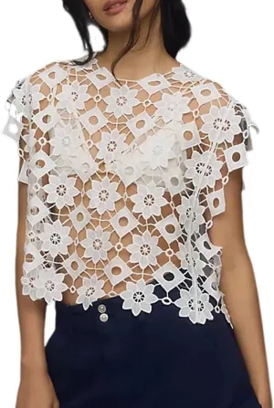 Yimoon Women's Hollow Out Floral Lace Vest Sleeveless Crewneck Cover Up Summer Going Out Tops