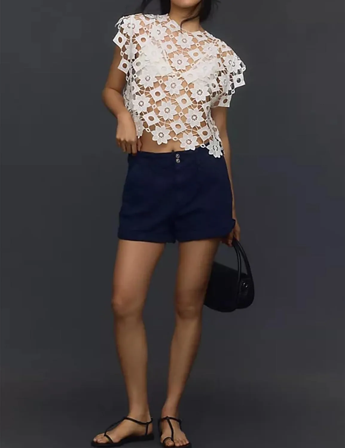 Yimoon Women's Hollow Out Floral Lace Vest Sleeveless Crewneck Cover Up Summer Going Out Tops