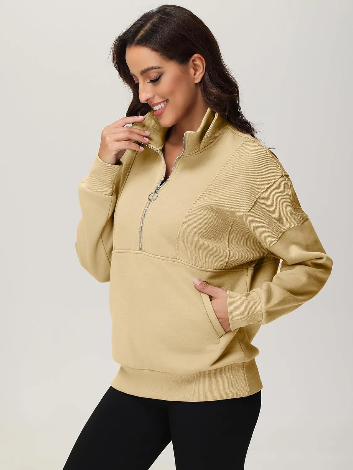 YKR Womens Oversized Sweatshirts Half Zip Up Hoodies Fleece Pullover with Pockets Y2K 2024
